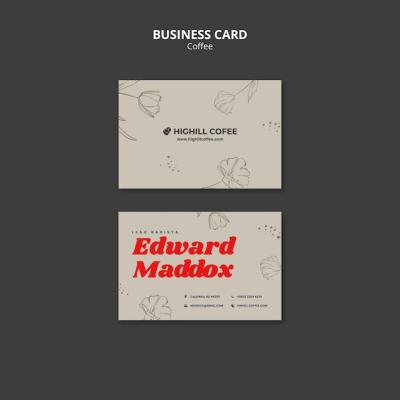 Hand drawn coffee business card template