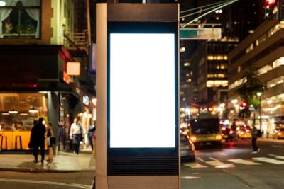 Mock-up Billboard on Sidewalk Post