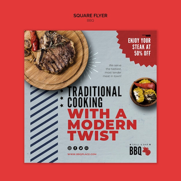 Traditional Cooking BBQ Square Flyer Template