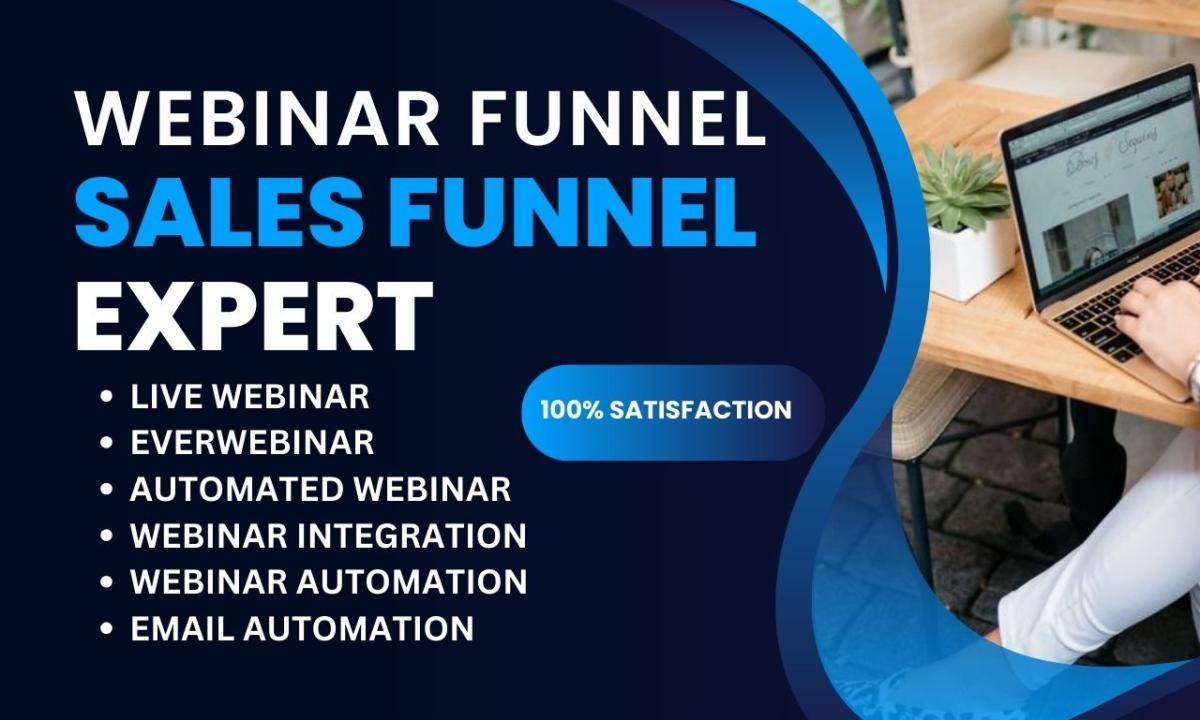 I will build webinar funnel webinarjam everwebinar automations using clickfunnels ghl