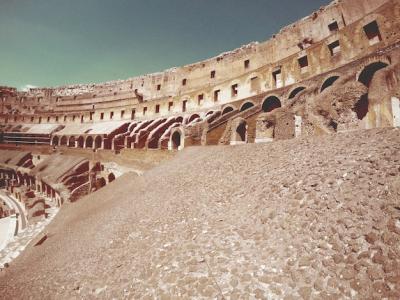 Inside the Roman Colosseum on a Railing