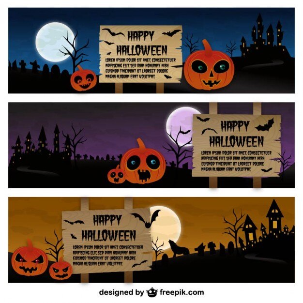 Vector Halloween Banner Templates for Free Download