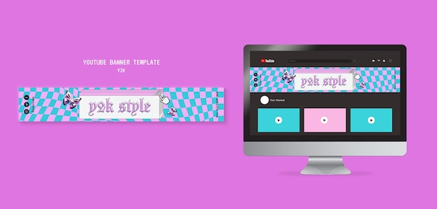 Retro Y2K Fashion YouTube Banner Template