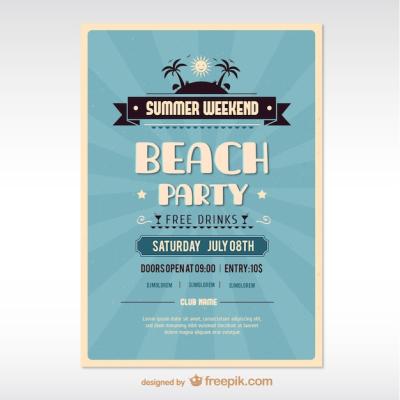 Blue Summer Beach Party Vector Templates