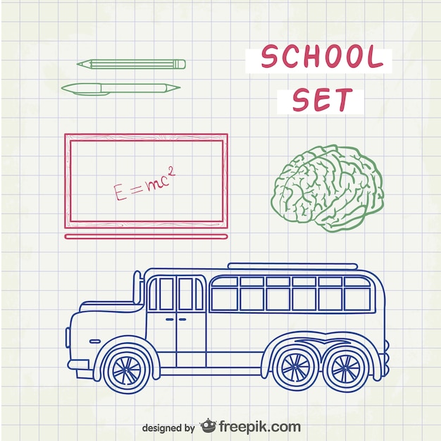 Line art school set