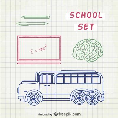 Line art school set