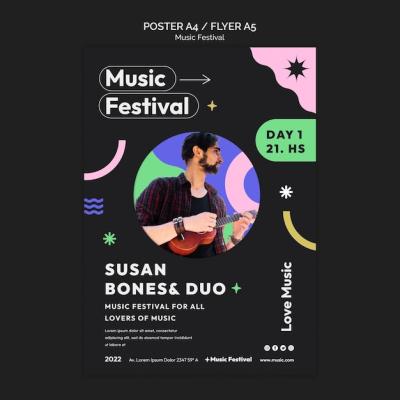 Flat design music festival template