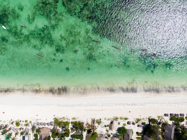 Aerial Top View of Blissful Zanzibar Region of Tanzania, East Africa