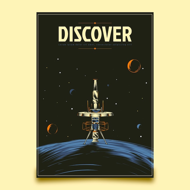 Hand Drawn Retro Space Poster Template