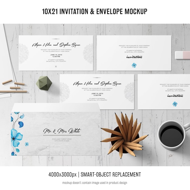 Invitation and Envelope Mockup for Free Download