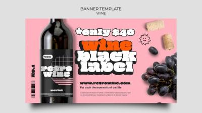 Retro Style Wine Horizontal Banner Template