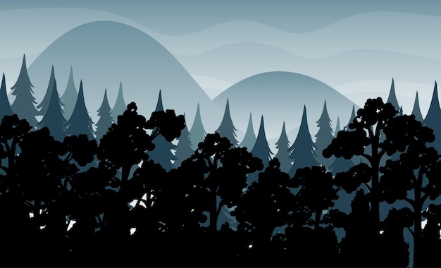 Silhouette shadow of forest scene free download