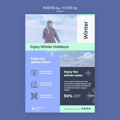 Winter Sale Discount Flyer Template