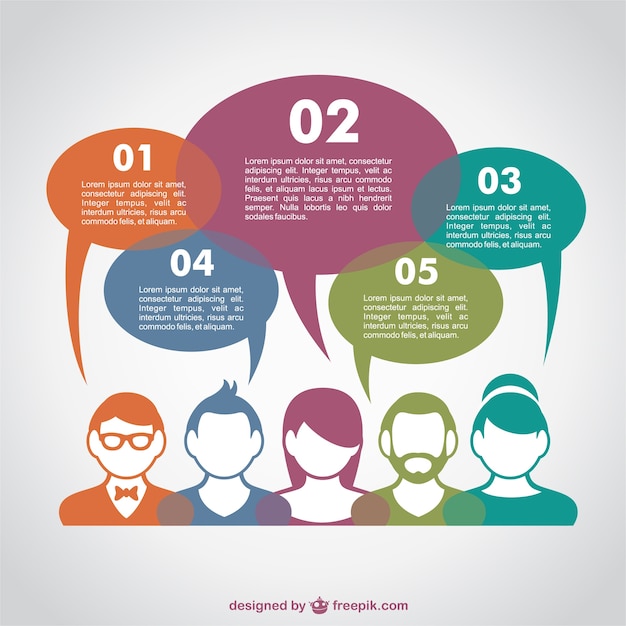 Colorful Avatars and Speech Bubbles Communication Infographic