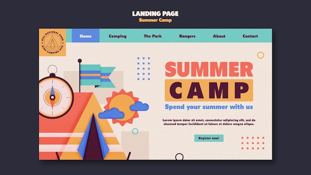 Summer Camp Landing Page with Flat Design