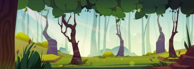 Forest Park Nature Panorama Cartoon Illustration Free Download