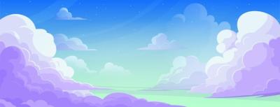 Cartoon Background of Anime Blue Sky with Cloud