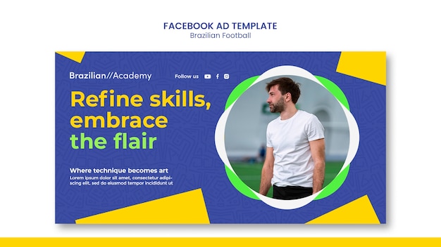 Flat design brazilian football facebook template