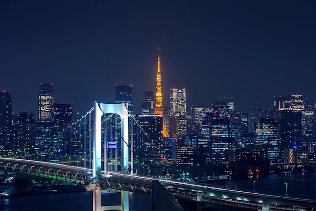 View of Tokyo Cityscape at Night in Japan