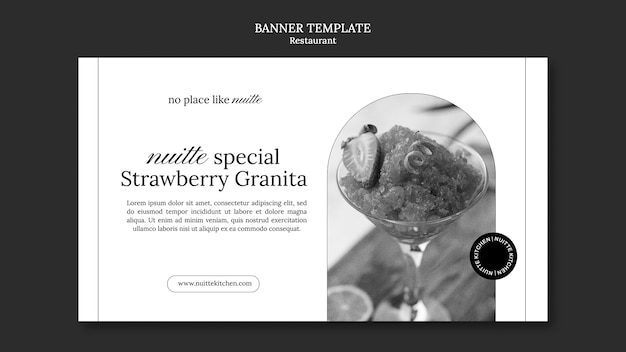 Restaurant Monochrome Horizontal Banner Template