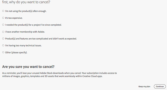 Cancel your Adobe Stock membership