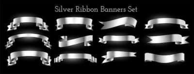 Silver Ribbon Banner Element Design Collection