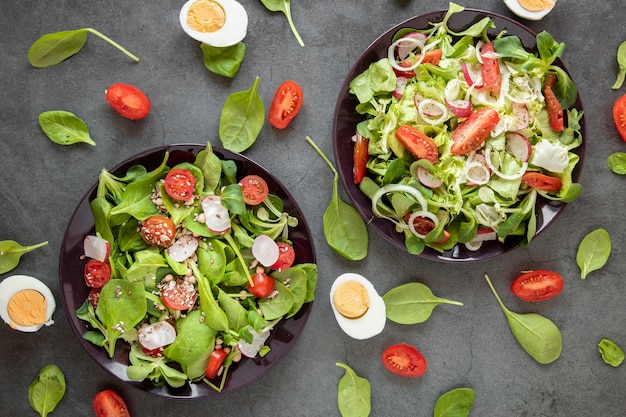 Top view tasty salad with boiled eggs – Free Stock Photo Download