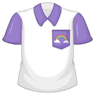 White Shirt with Purple Sleeves on White Background – Vector Templates