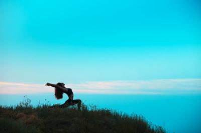 Yoga Practicing Young Woman Silhouette – Free Stock Photo Download