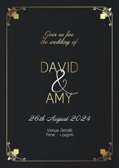 Elegant Black and Gold Wedding Invitation Design