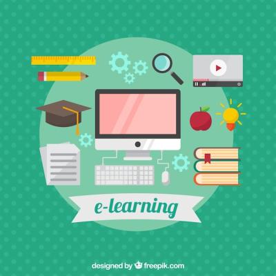 Dotted background with flat elements for online education