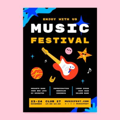 Hand drawn music festival template