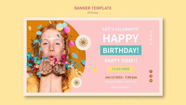 Celebrate Birthday Free Stock Photo Horizontal Banner Template Download