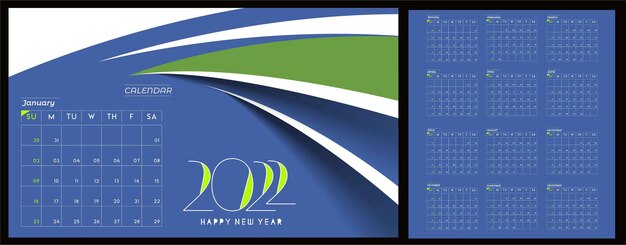 Happy new year 2022 Calendar – Holiday Design Elements for Cards, Poster, Decorations