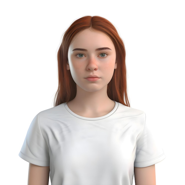 3d rendering of a teenager girl with freckles on her face