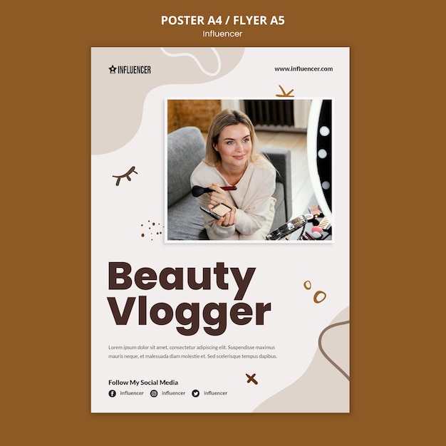 Beauty Vlogger Poster Template Featuring Young Woman