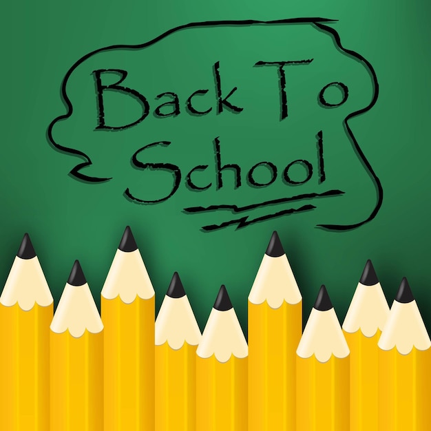 Realistic Back to School Title Poster Design with School Items on a Blackboard Background – Editable Vector Illustration