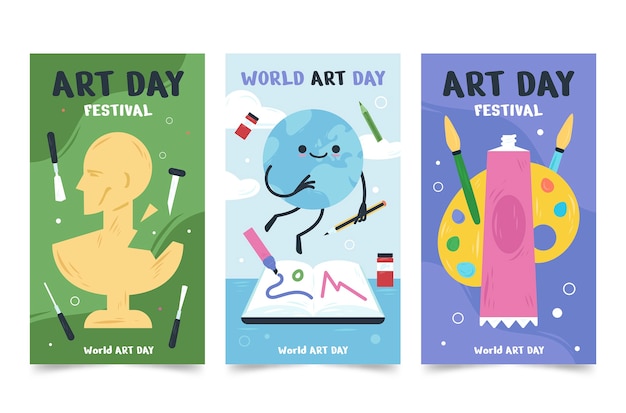 World Art Day Instagram Stories Collection – Free Vector Templates for Download