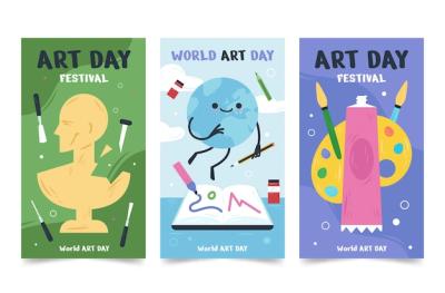 World Art Day Instagram Stories Collection – Free Vector Templates for Download