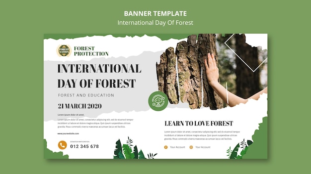 Day of Forest Banner Template with Nature – Free Download