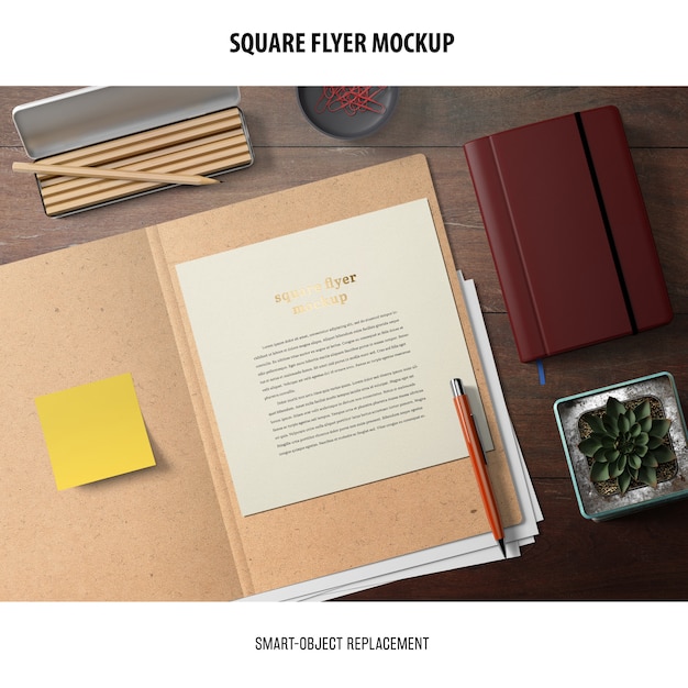 Square Flyer Mockup for Free Download