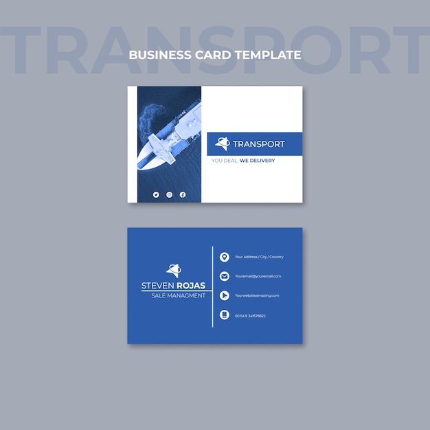 Flat design transport concept business card