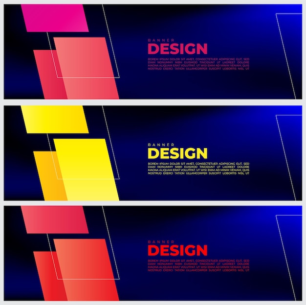 Abstract Web Banner Design Vector Set Templates Horizontal Header Web Banner Modern Abstract Cover