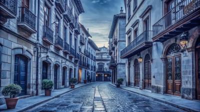 Empty cobblestone street in a European city