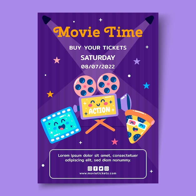 Flat invitation template for movie premiere event