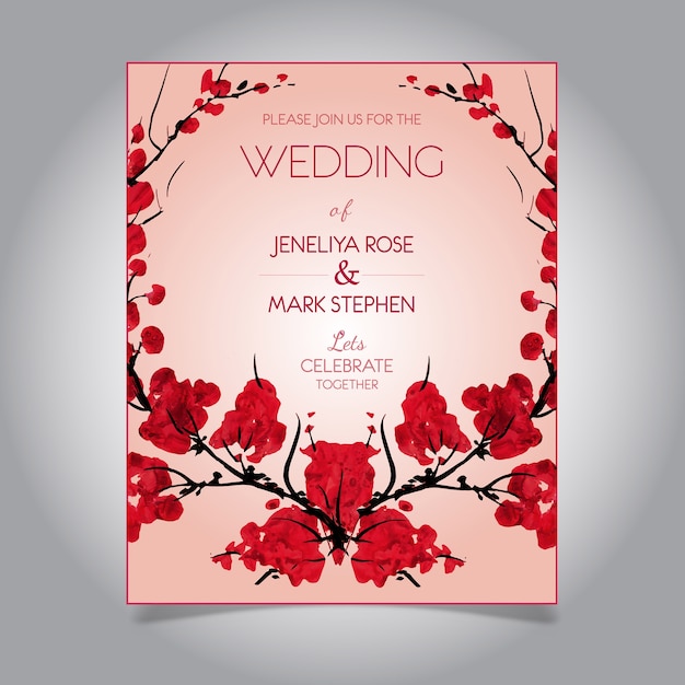 Watercolor Floral Wedding Invitation