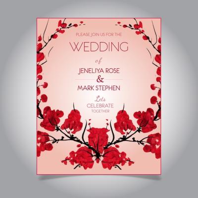 Watercolor Floral Wedding Invitation