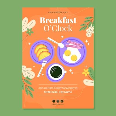 Flat Design Breakfast Brunch Poster