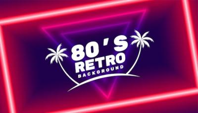 80s Retro Paradise Background with Neon LED Shapes – Free Download