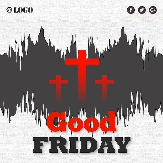 Good Friday Grey Black Red Background Social Media Design Banner